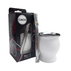 PACK44/B Pack “CACH” mate copa blanco con bombilla acero