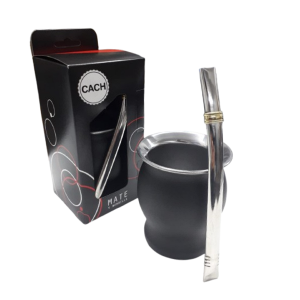 PACK44/N Pack “CACH” mate copa negro con bombilla acero