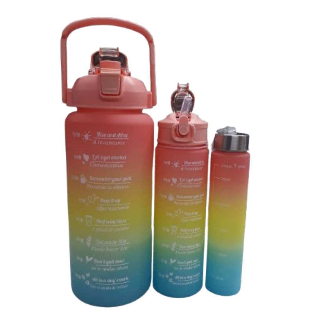 BOT100/R Set de 3 botellas motivacionales tricolor rosa - Image 2