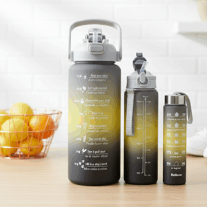 BOT100/G Set de 3 botellas motivacionales tricolor gris