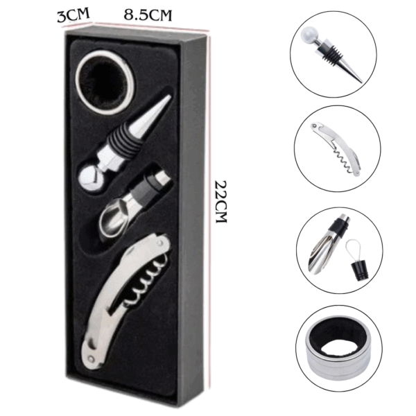 KIT046 Set de vino 4 accesorios con caja
