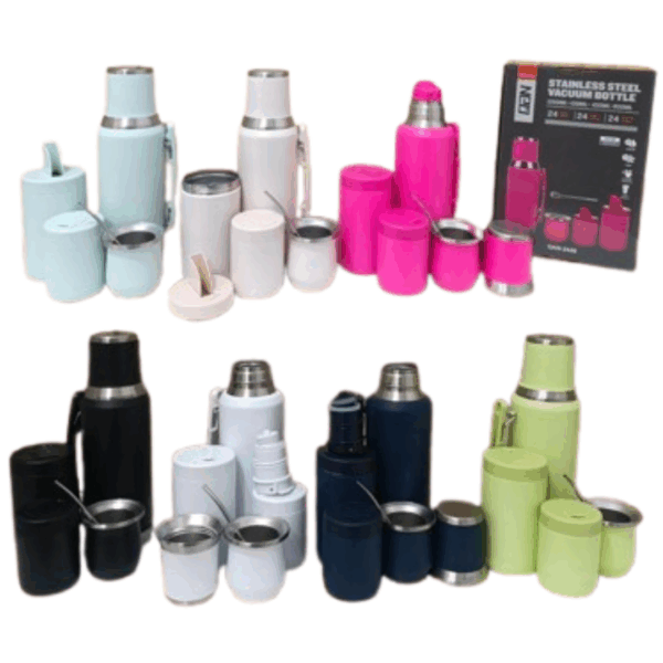 POR110 Set matero completo termi 1.2l system yerbera azucarera mate acero y bombilla