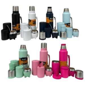 POR100 Set matero completo termo 1.3l yerbera azucarera mate pvc y bombilla