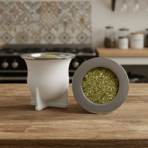 MAT136/B Mate camionero blanco pvc con virola de acero