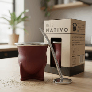 MAT137/BD Mate camionero bordo pvc con virola de acero con bombilla saca yerba y caja