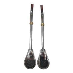 BOM1051 Bombilla acero paleta con aplique bronce